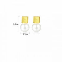 Shell Pearl Square Stud Earrings in 925 Sterling Silver