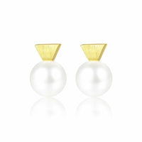 Round Shell Pearl Geometry 925 Sterling Silver Stud Earrings