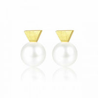 Round Shell Pearl Geometry 925 Sterling Silver Stud Earrings