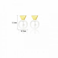 Round Shell Pearl Geometry 925 Sterling Silver Stud Earrings
