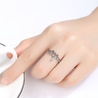 Vintage Star Crystal Double-Layer Sterling Silver Adjustable Ring