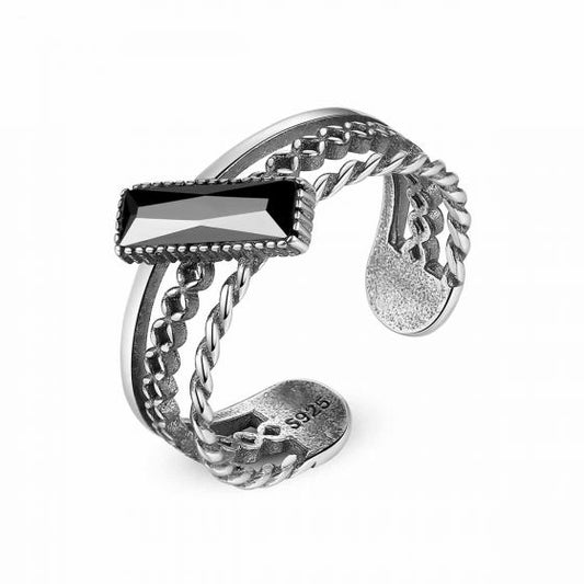 Vintage Rectangle Cubic Zirconia Adjustable Ring