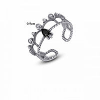 Vintage Crystal Crown Double-Layer 925 Sterling Silver Adjustable Ring