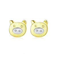 Mini Pig 925 Sterling Silver Stud Earrings