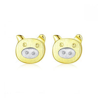 Mini Pig 925 Sterling Silver Stud Earrings