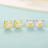 Mini Pig 925 Sterling Silver Stud Earrings