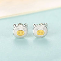 Mini Pig 925 Sterling Silver Stud Earrings