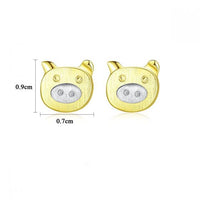 Mini Pig 925 Sterling Silver Stud Earrings