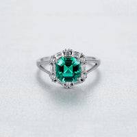 Green Radiant Crystal Sterling Silver Ring