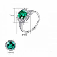 Green Radiant Crystal Sterling Silver Ring