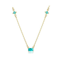 Olive Emerald Rectangle Sterling Silver Necklace
