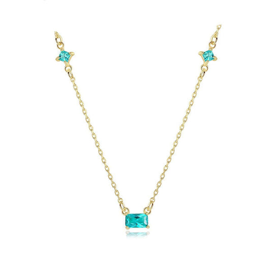 Olive Emerald Rectangle Sterling Silver Necklace