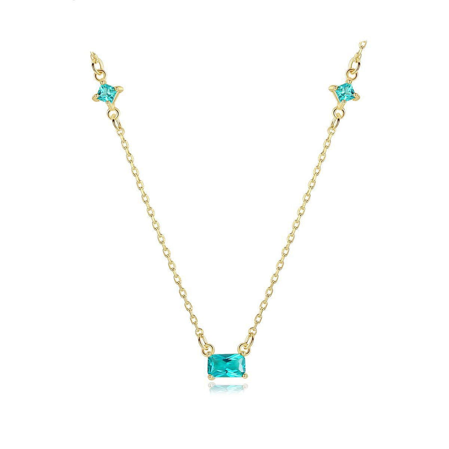 Olive Emerald Rectangle Sterling Silver Necklace