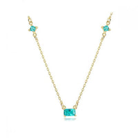 Olive Emerald Rectangle Sterling Silver Necklace