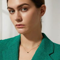 Olive Emerald Rectangle Sterling Silver Necklace