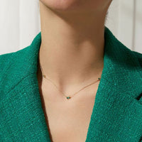 Olive Emerald Rectangle Sterling Silver Necklace