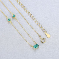Olive Emerald Rectangle Sterling Silver Necklace