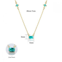 Olive Emerald Rectangle Sterling Silver Necklace