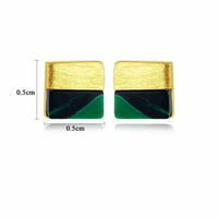 Square Created Malachite Sterling Silver Stud Earrings