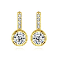 Round Crystal Sterling Silver Stud Earrings