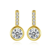 Round Crystal Sterling Silver Stud Earrings