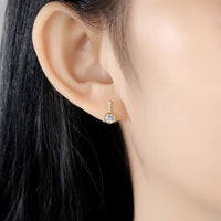 Round Crystal Sterling Silver Stud Earrings