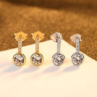 Round Crystal Sterling Silver Stud Earrings