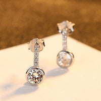 Round Crystal Sterling Silver Stud Earrings
