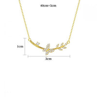 Flying Butterfly Tree Branch Necklace in 925 Sterling Silver