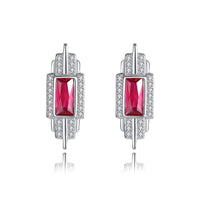 Rectangle Crystal Tassel 925 Sterling Silver Earrings