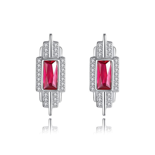 Rectangle CZ Tassel 925 Sterling Silver Earrings