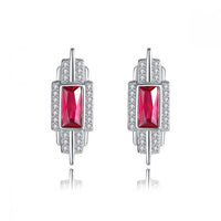 Rectangle Crystal Tassel 925 Sterling Silver Earrings