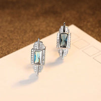 Rectangle Crystal Tassel 925 Sterling Silver Earrings