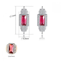 Rectangle Crystal Tassel 925 Sterling Silver Earrings