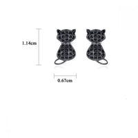 Black Crystal Cat 925 Sterling Silver Stud Earrings
