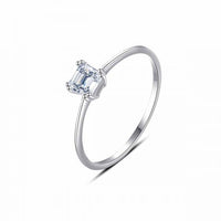 Hollow Square Crystal 925 Sterling Silver Ring