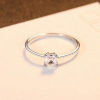 Hollow Square Crystal 925 Sterling Silver Ring