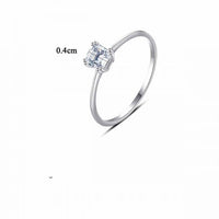 Hollow Square Crystal 925 Sterling Silver Ring