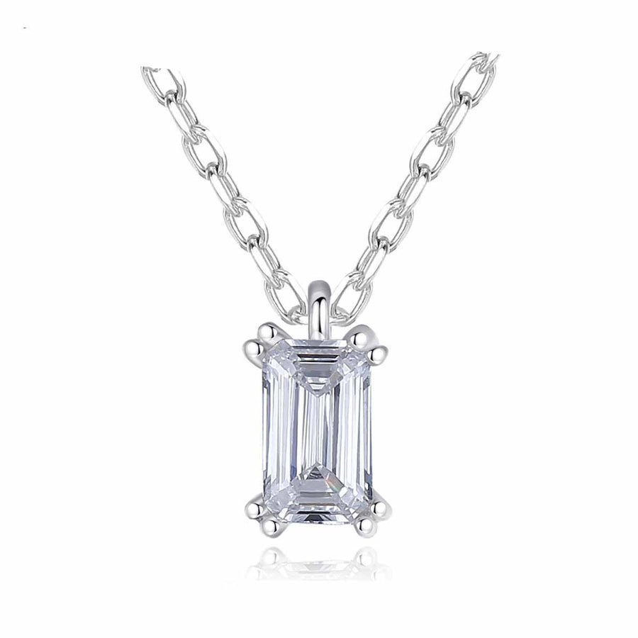 Geometry Crystal Baguette 925 Sterling Silver Necklace