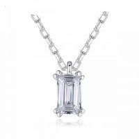 Geometry Crystal Baguette 925 Sterling Silver Necklace