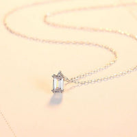 Geometry Crystal Baguette 925 Sterling Silver Necklace