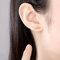 Asymmetrical Colorful Crystal Heart and Letter Sterling Silver Stud Earrings