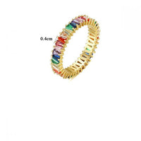 Colorful Crystal Rainbow Sterling Silver Ring