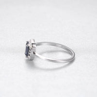 Blue Baguette Geometry Crystal 925 Sterling Silver Ring