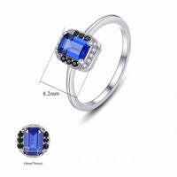 Blue Baguette Geometry Crystal 925 Sterling Silver Ring