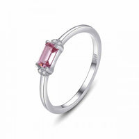 Pink Baguette Crystal Sterling Silver Ring