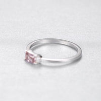 Pink Baguette Crystal Sterling Silver Ring