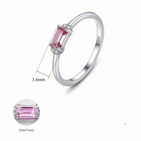 Pink Baguette Crystal Sterling Silver Ring