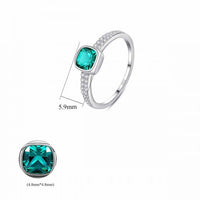 Square Created Emerald Crystal 925 Sterling Silver Ring