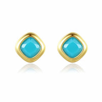 Geometry Blue Crystal Rhombus Sterling Silver Stud Earrings